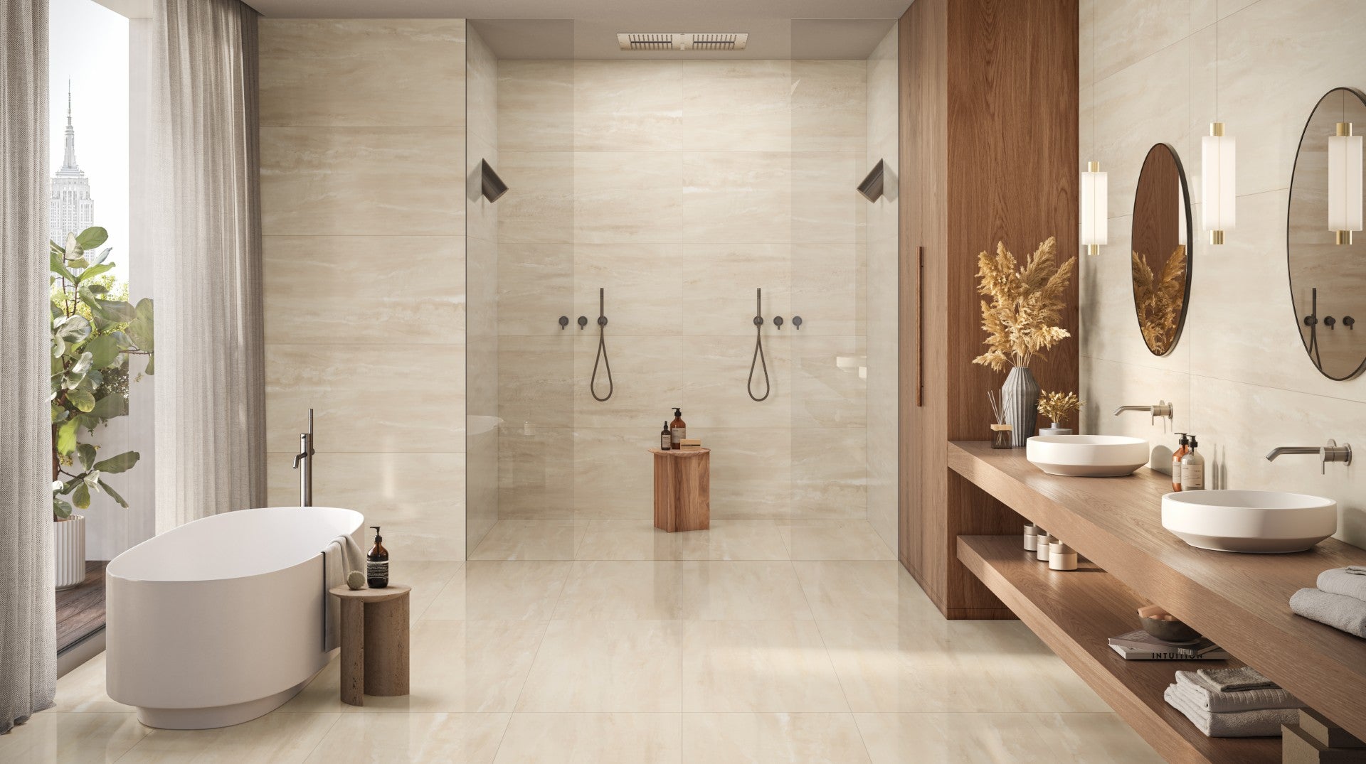 Porcelain Cleopatra Seline Beige Glossy 120x60 cm