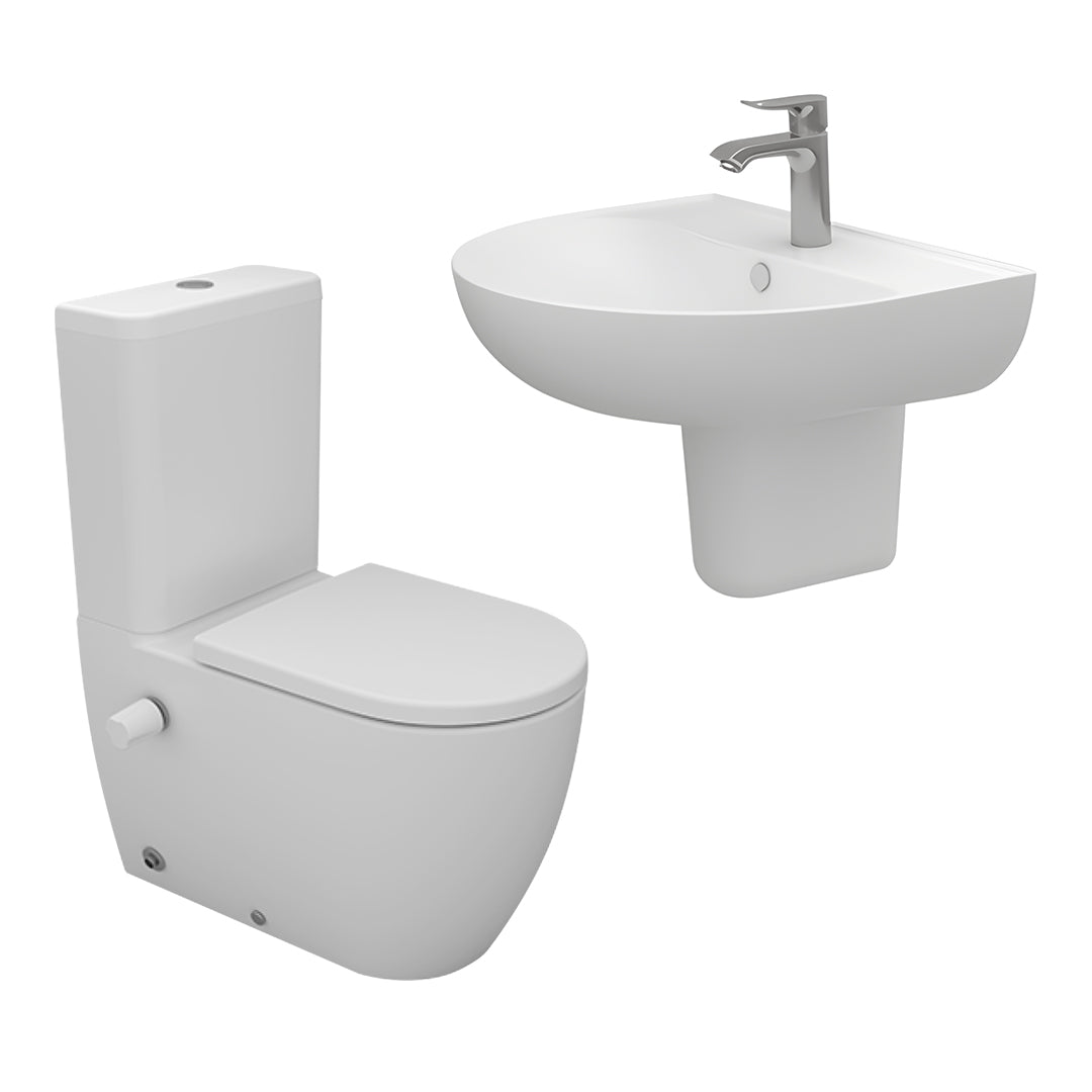 Sanipure Vega sanitary ware toilet set with 60 cm basin and half-column