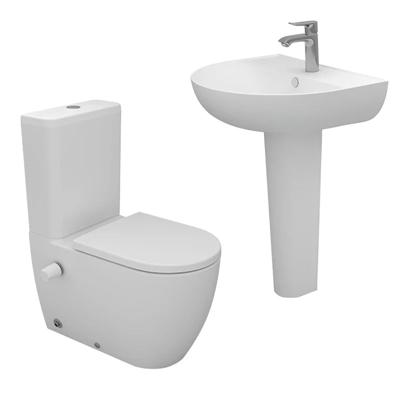 Sanipure Vega sanitary ware toilet set with 60 cm basin and half-column