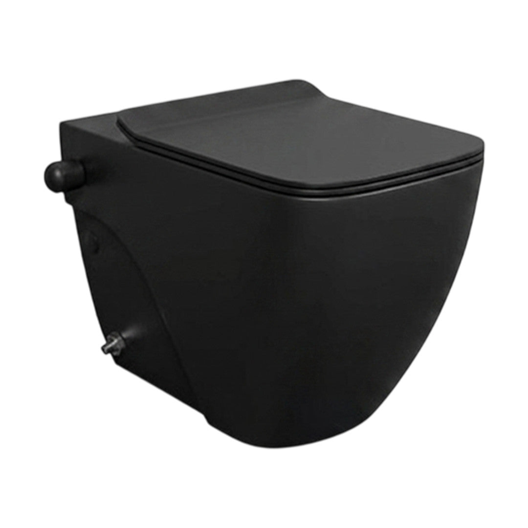 Lesico Matrix Square Wall-Hung Toilet with Soft Close Lid, Black