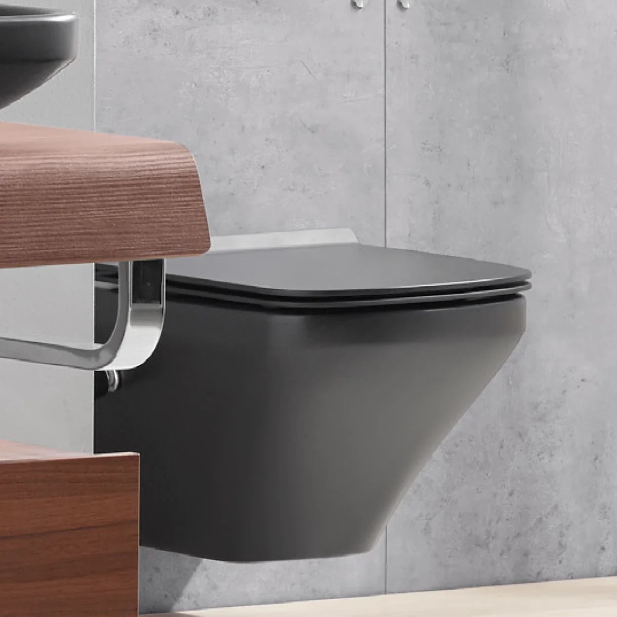 Sanipure Magnos Wall-Mounted Toilet With Seat Cover Matt Black
