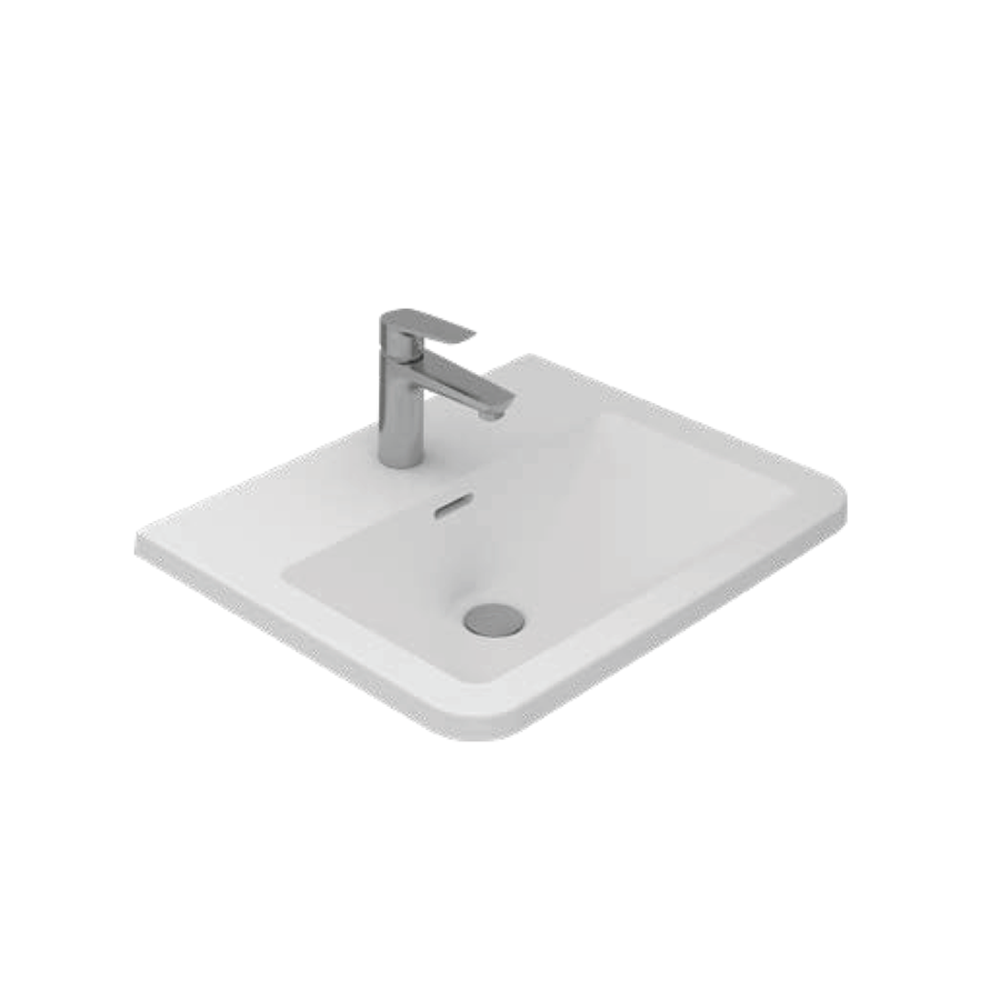 Sanipure Oberon Over Counter Top Rectangle Bathroom Basin 55 cm