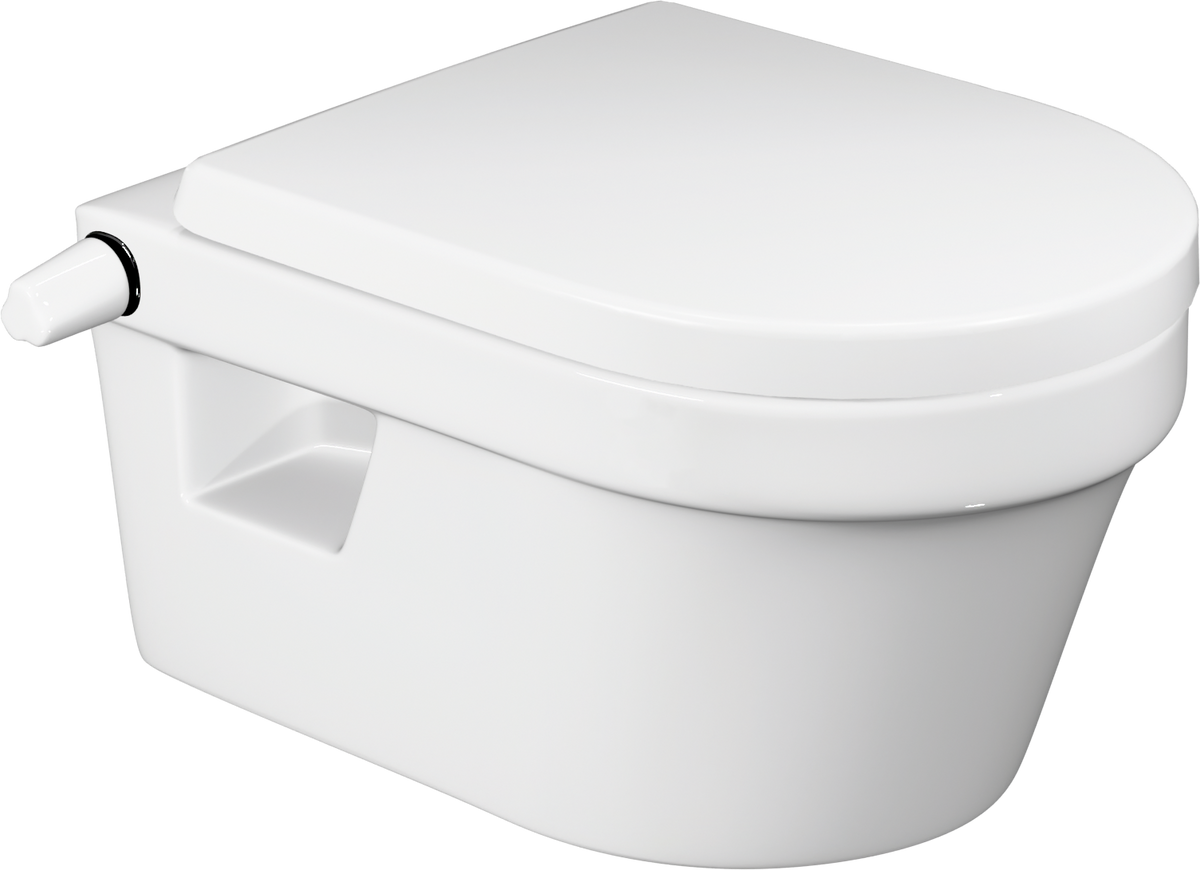 Realmes wall-hung toilet with shower, Villeroy & Boch AVENTO, white