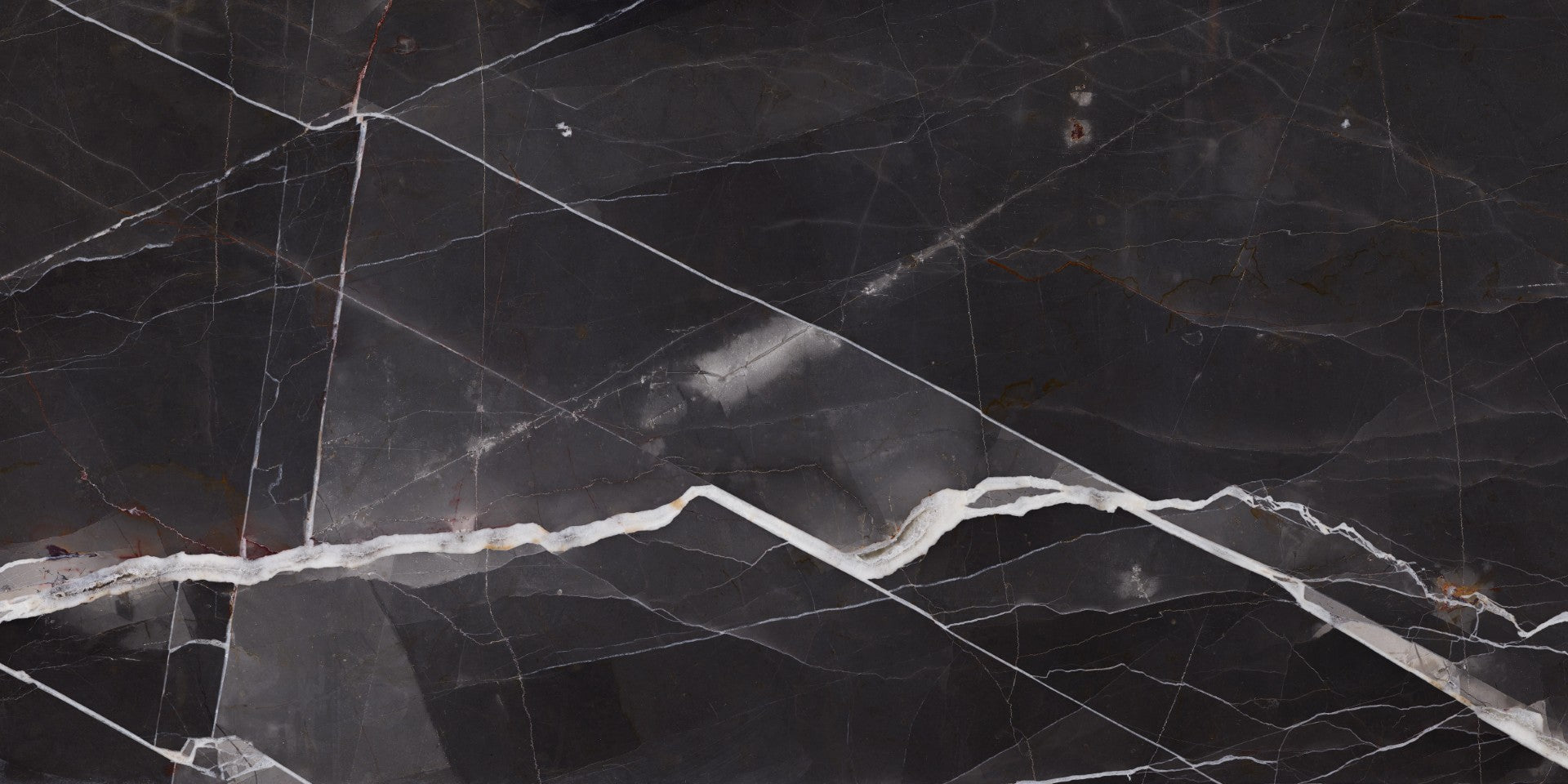 Porcelain Cleopatra Calcata Black glossy 120x240 cm 8 mm