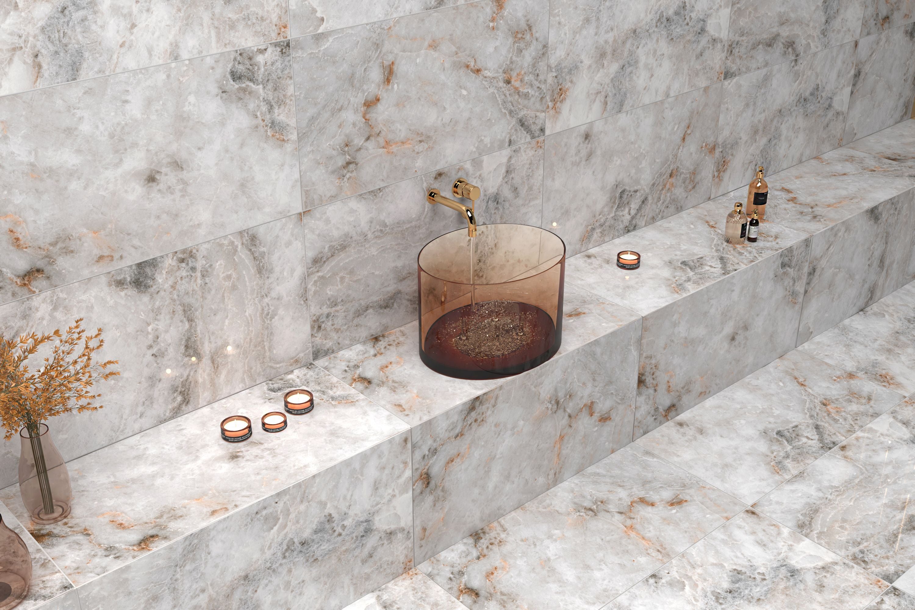 Ceramic ART CUBA_LIGHT_GREY Glossy 120x60 cm