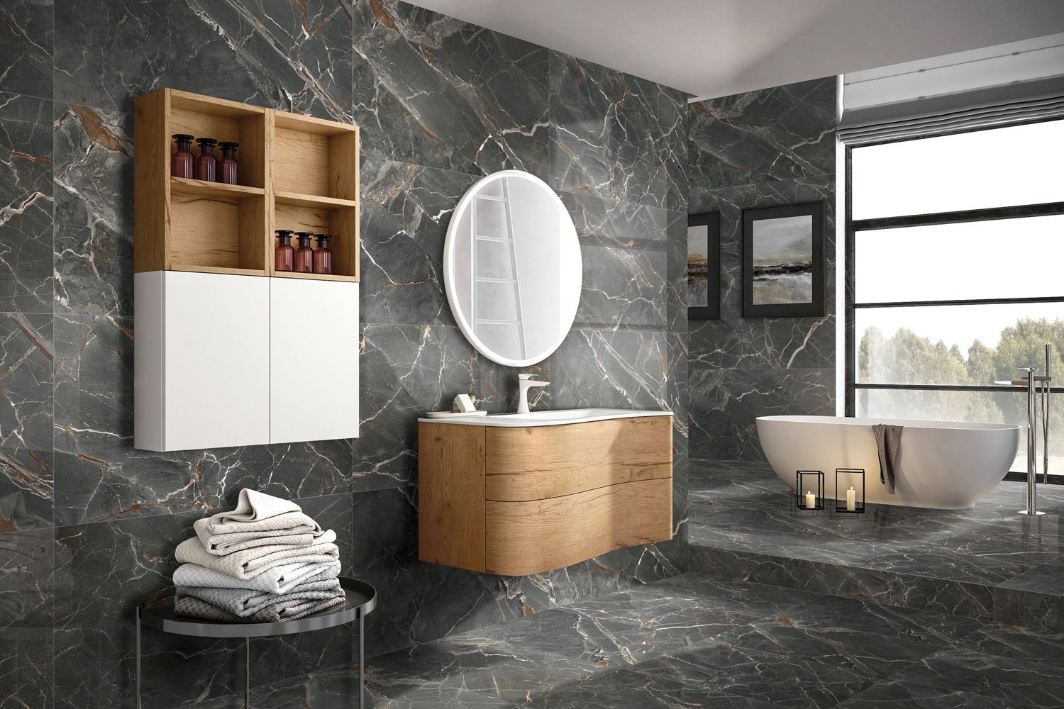 Porcelain Galaxy Anthracite Glossy 120x60 cm From Gemma