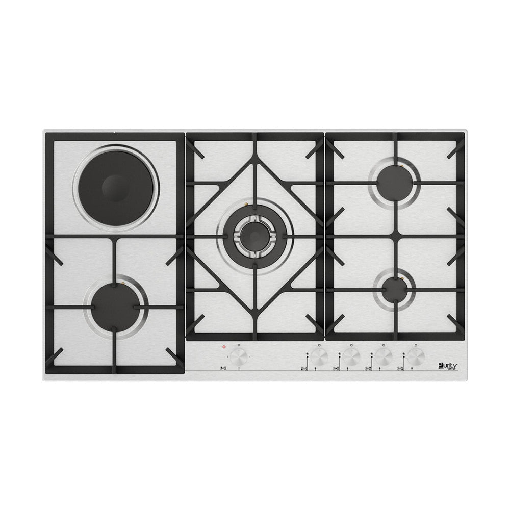 Purity Built-In Gas Hob 4+1 Burners Electric 90cm Silver