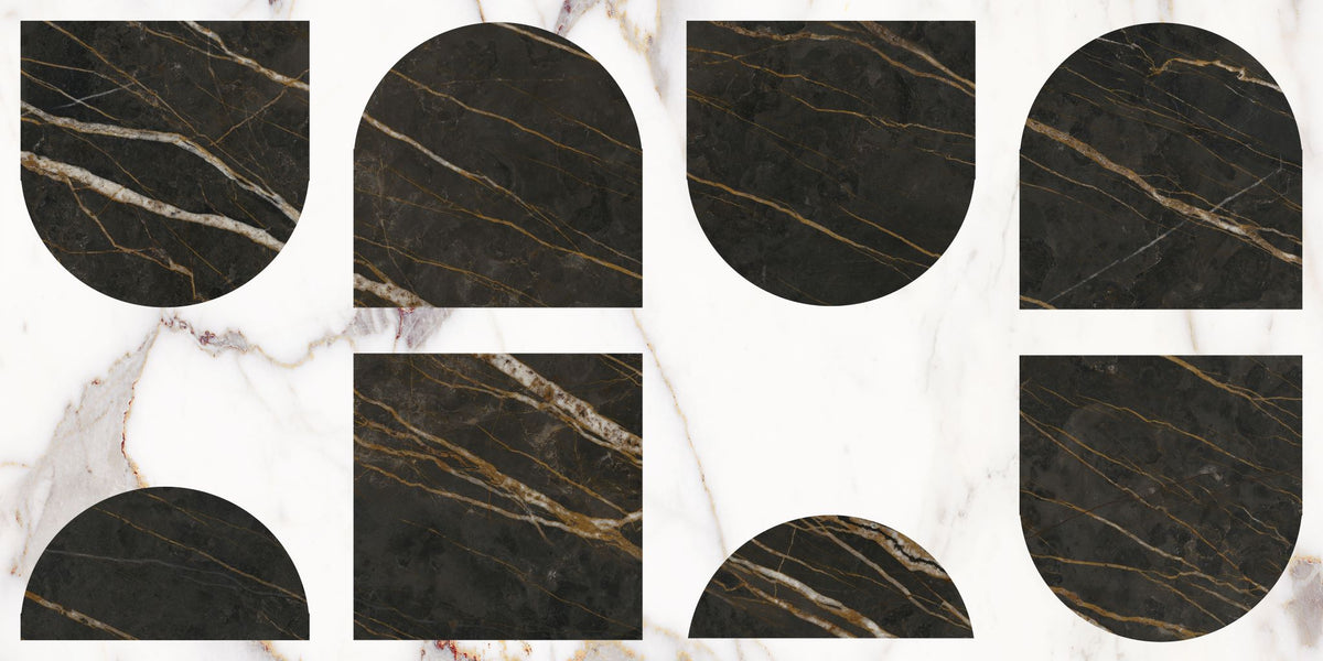 سيراميك منصور جيوميترك من كليوباترا ابيض لامع 120*60 سم 