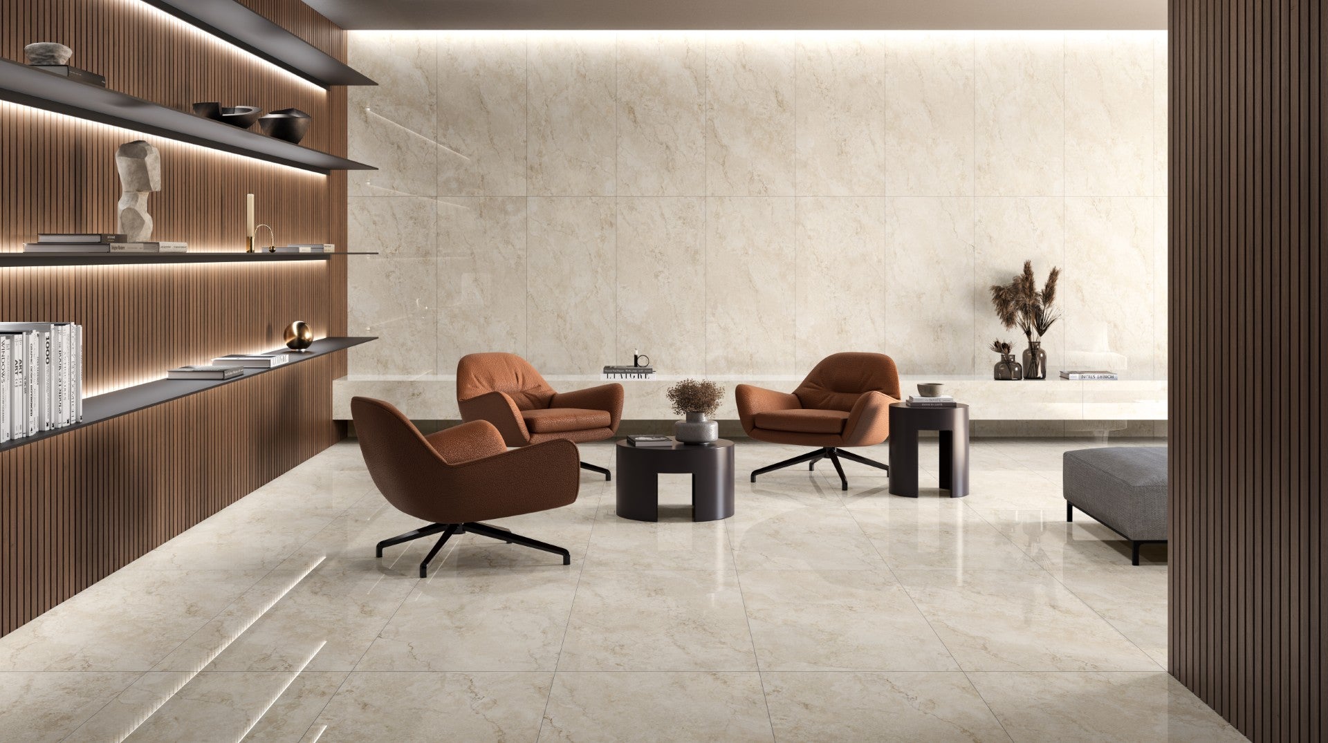 Porcelain Cleopatra Arenisca Beige Glossy 120x60 cm