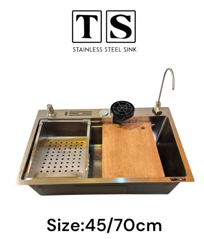 حوض مطبخ استانلس 3 ملى TS سمارت 70×45 سلفر