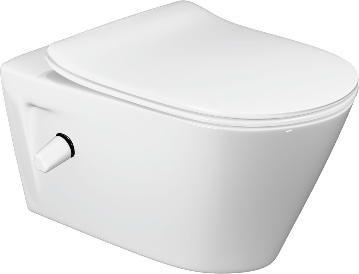 Realmes wall-hung toilet with shower, Villeroy & Boch SUBWAY, white