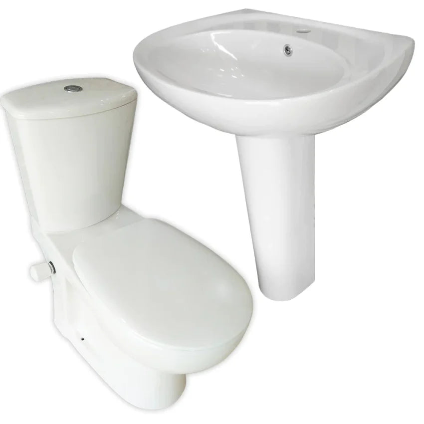Duravit sanitary ware toilet set Echo with 60 cm basin and column
